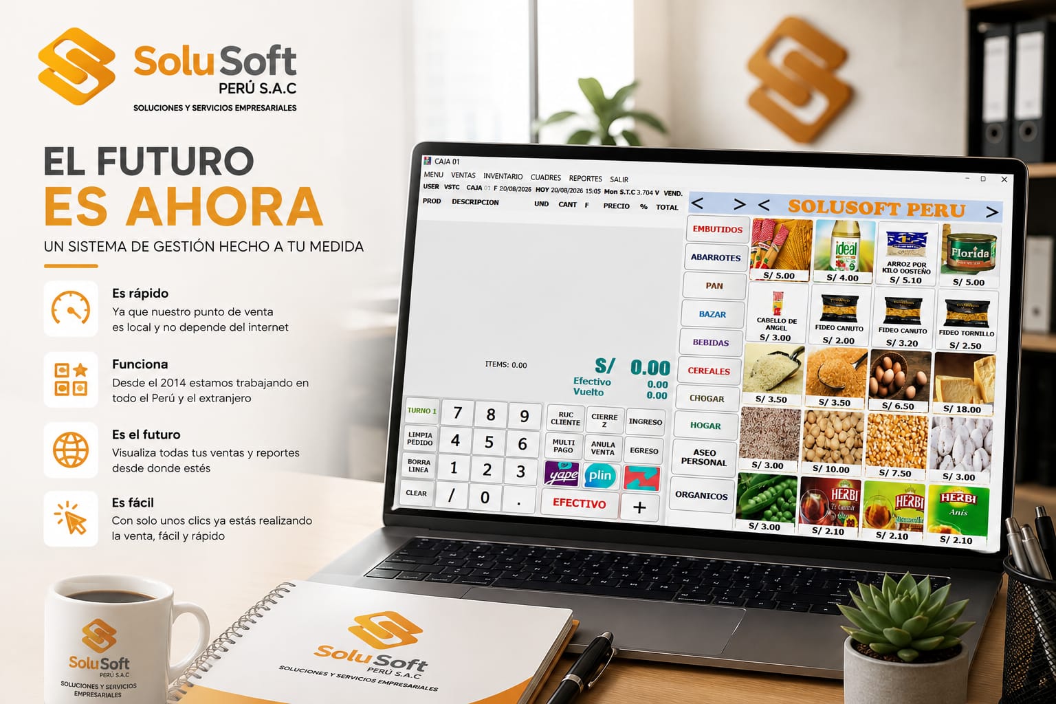 Sistema de gestión empresarial SoluSoft Perú