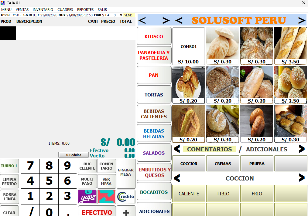 Sistema SoluSoft para Panadería y Pastelería