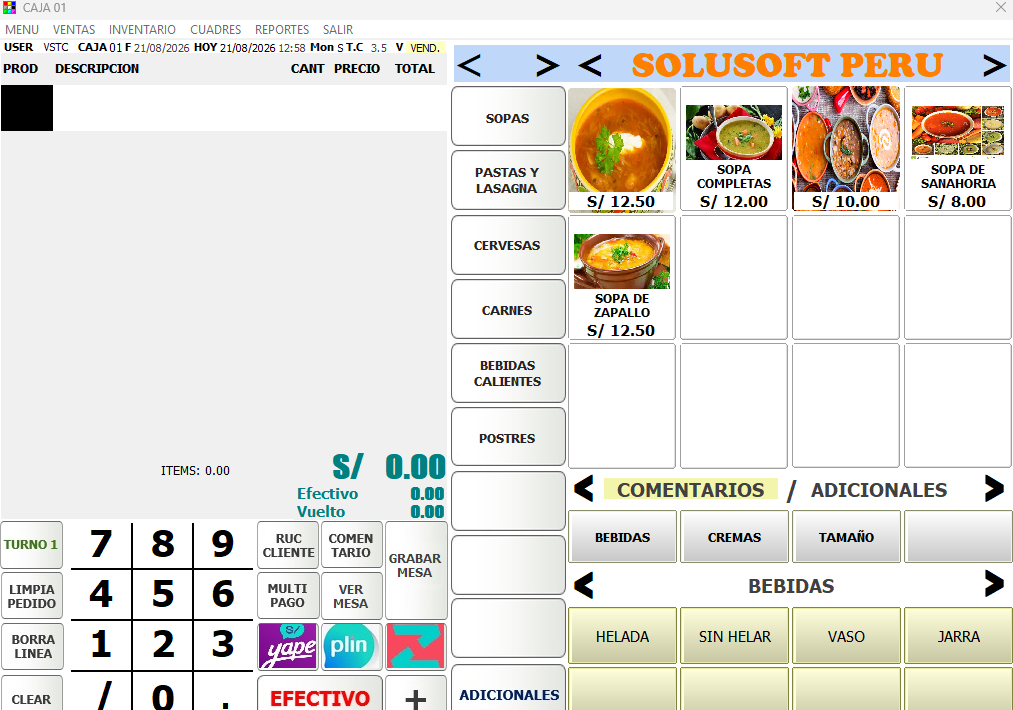 Sistema SoluSoft para Restaurantes